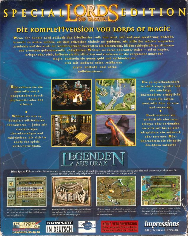 Back Cover for Lords of Magic: Special Edition (Windows)