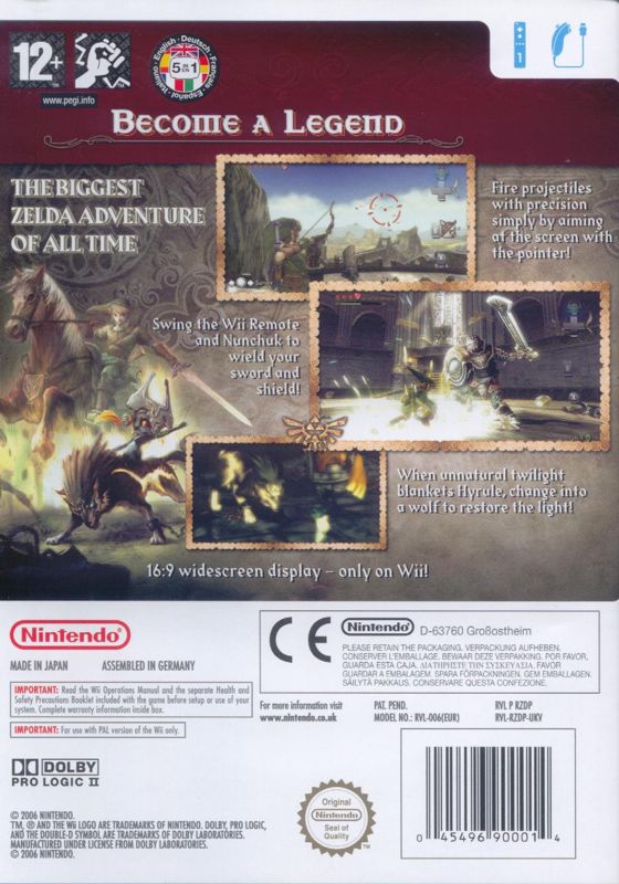 Back Cover for The Legend of Zelda: Twilight Princess (Wii)