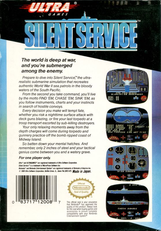 Back Cover for Silent Service (NES)