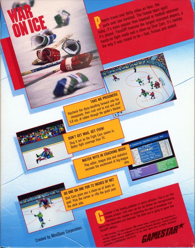 Back Cover for FaceOff! (DOS) (Version 1.1)
