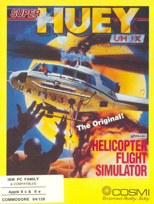 Front Cover for Super Huey UH-IX (Apple II and Commodore 64 and DOS) (Multi-platform re-release)