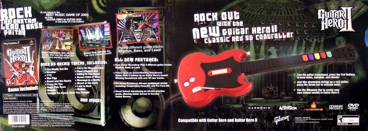 Back Cover for Guitar Hero II (PlayStation 2) (Bundled with Guitar Hero SG controller): Box w/ Guitar Controller & Game