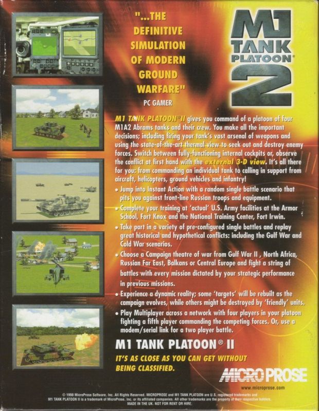 Back Cover for M1 Tank Platoon II (Windows)