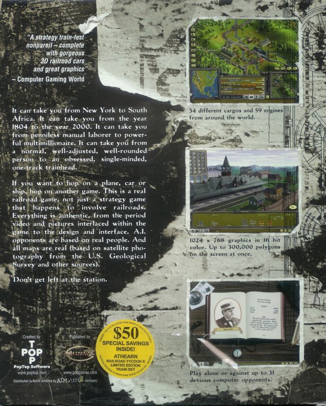 Back Cover for Railroad Tycoon II (Linux and Windows)