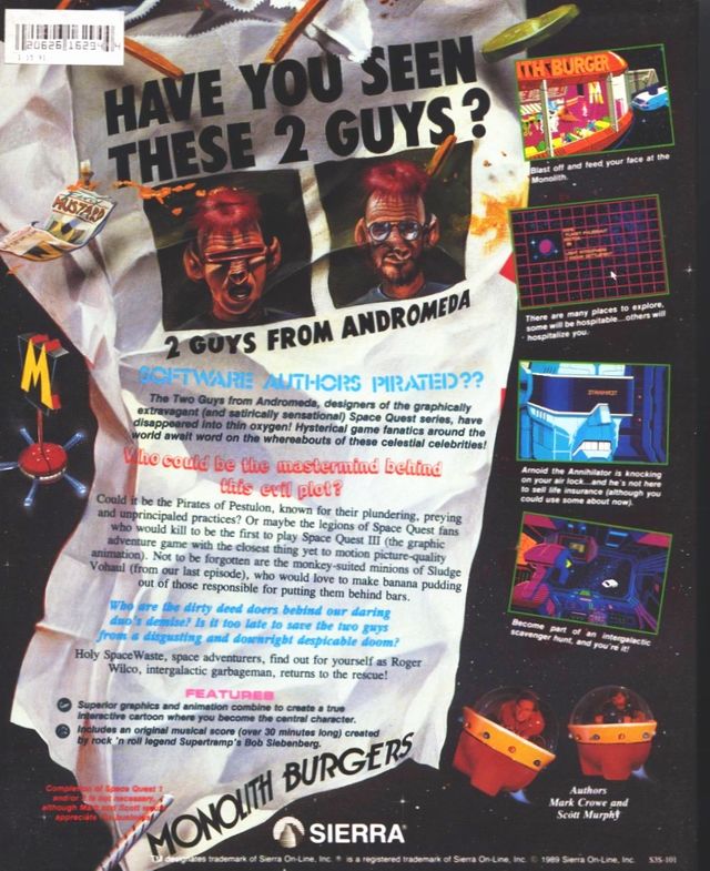 Back Cover for Space Quest III: The Pirates of Pestulon (Atari ST)