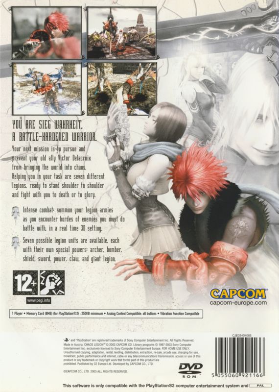 Back Cover for Chaos Legion (PlayStation 2)