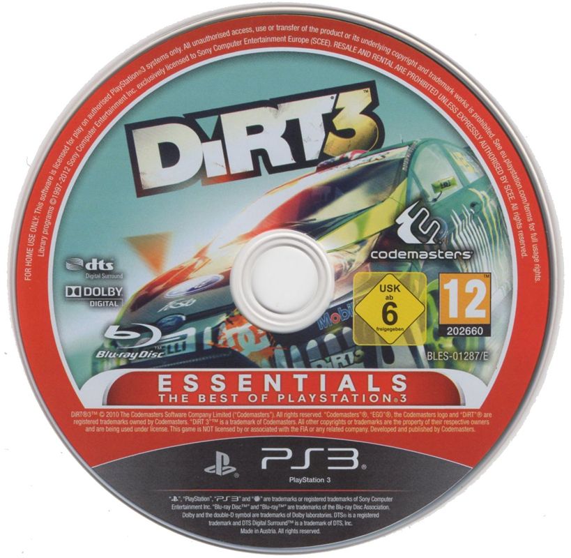 Media for DiRT 3 (PlayStation 3) (Essentials release)