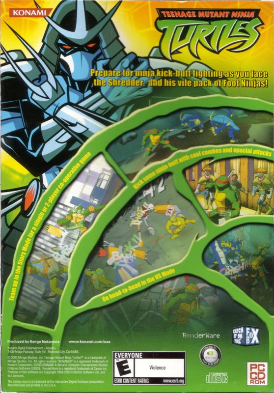 Back Cover for Teenage Mutant Ninja Turtles (Windows)