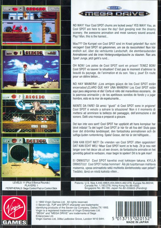 Back Cover for Cool Spot (Genesis)