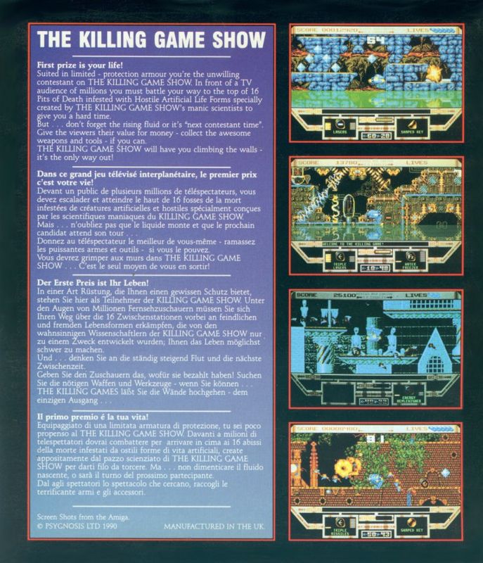 Back Cover for The Killing Game Show (Amiga)