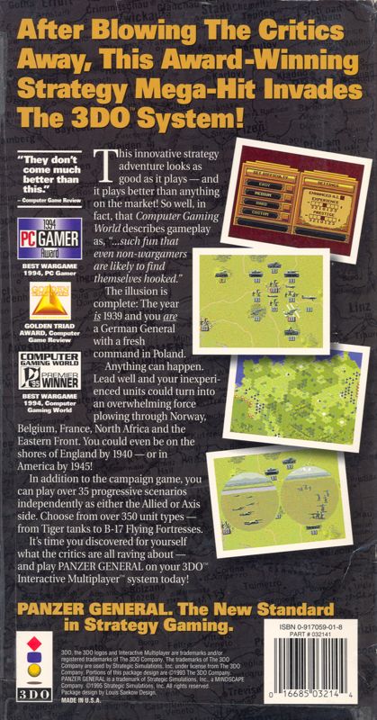 Back Cover for Panzer General (3DO)