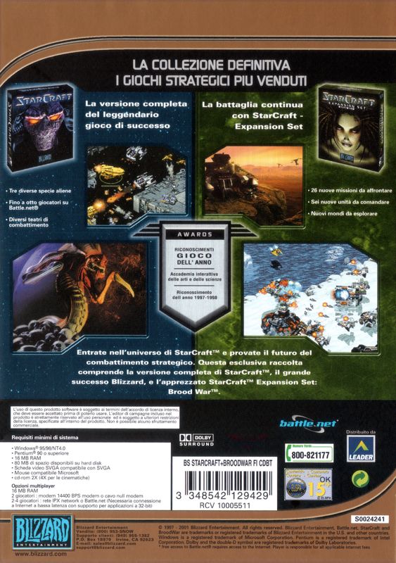 Back Cover for StarCraft: Anthology (Windows) (BestSeller Series release (2001))
