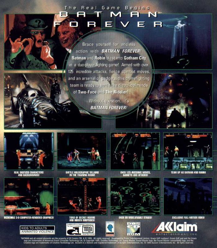 Back Cover for Batman Forever (DOS)