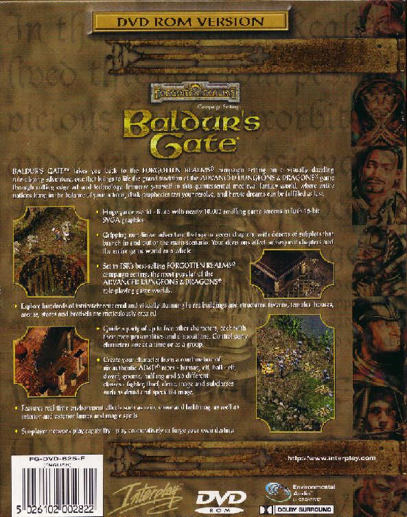 Back Cover for Baldur's Gate (Windows) (OEM bundle, DVD version)