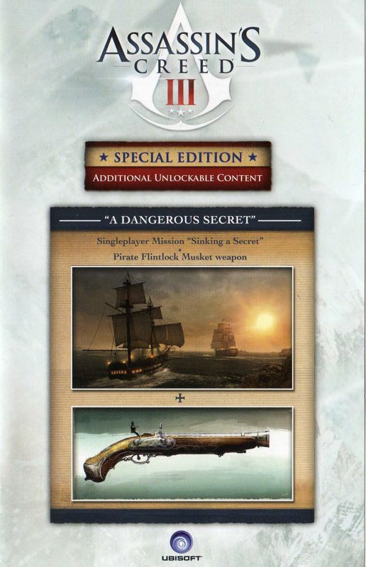 Other for Assassin's Creed III (Special Edition) (Xbox 360): DLC booklet - front