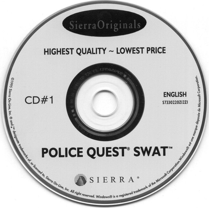 Media for Daryl F. Gates' Police Quest: SWAT (DOS and Windows and Windows 16-bit) (SierraOriginals release): Disc 1/4