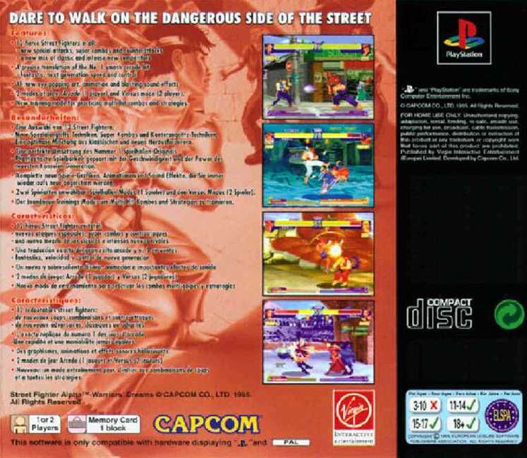 Back Cover for Street Fighter Alpha: Warriors' Dreams (PlayStation)