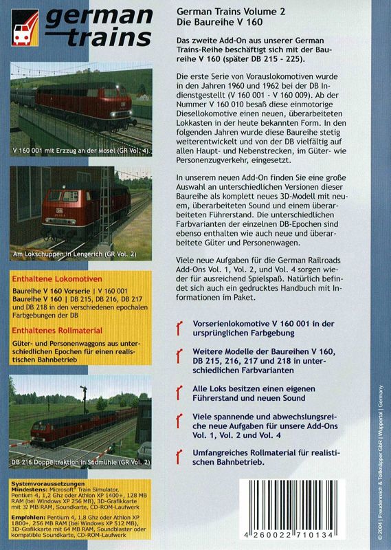 Back Cover for German Trains Volume 2: Die Baureihe V160 (Windows)