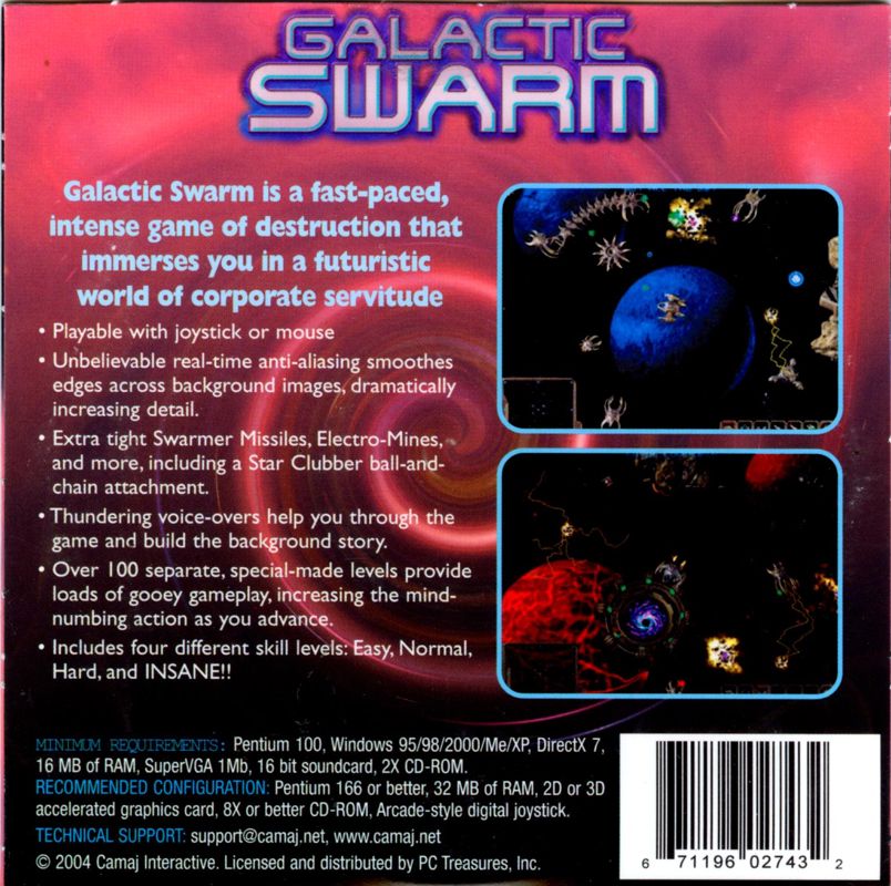 Back Cover for Swarm (Windows) (2004 Camaj Interactive/PC Treasures release)