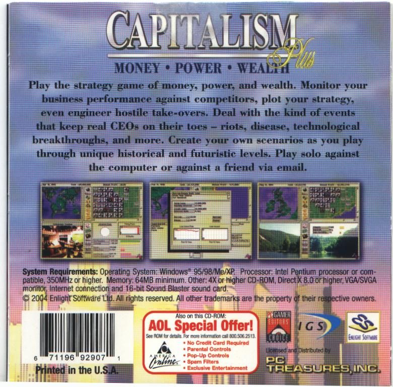 Back Cover for Capitalism Plus (Windows) (Budget re-release)