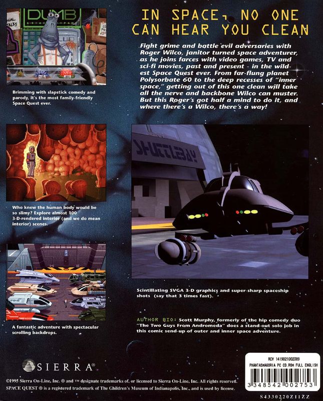 Back Cover for Space Quest 6: Roger Wilco in the Spinal Frontier (DOS and Windows and Windows 3.x)