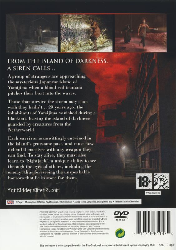 Back Cover for Forbidden Siren 2 (PlayStation 2)