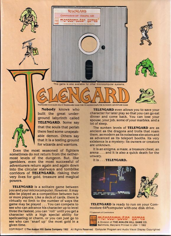 Back Cover for Telengard (Commodore 64)