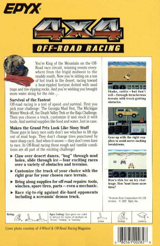 Back Cover for 4x4 Off-Road Racing (Commodore 64)