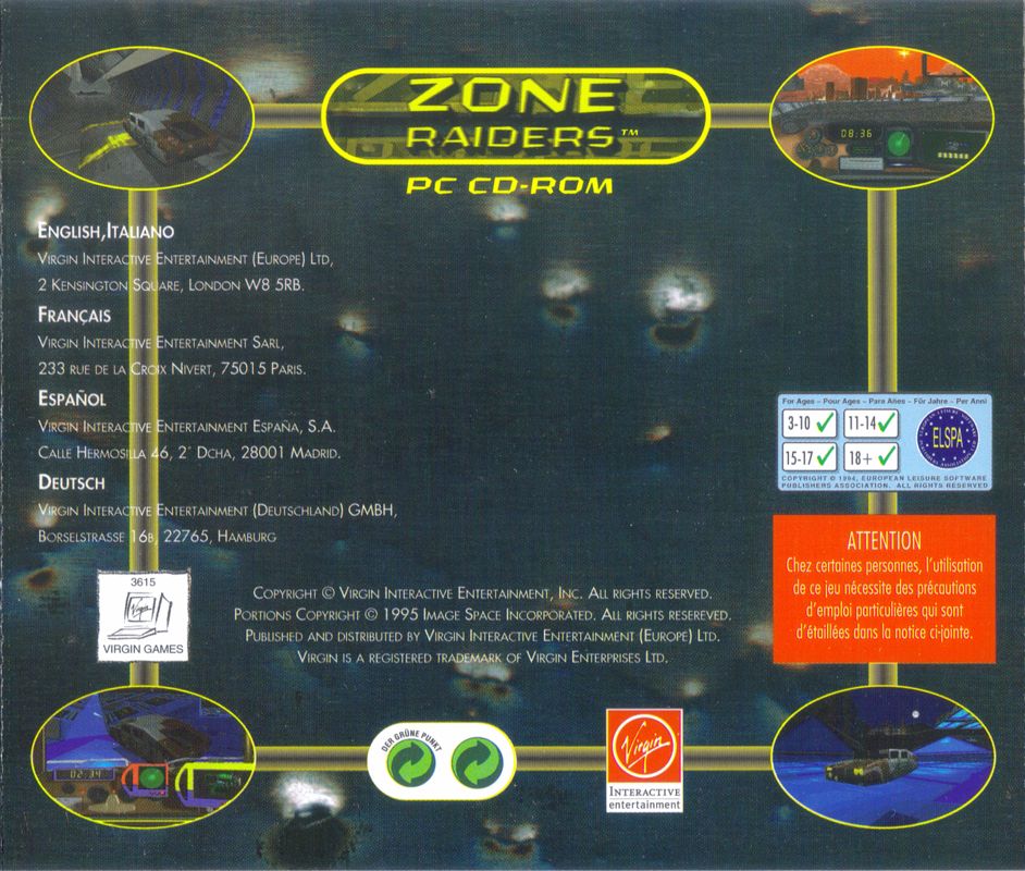 Other for Zone Raiders (DOS): Jewel Case - Back