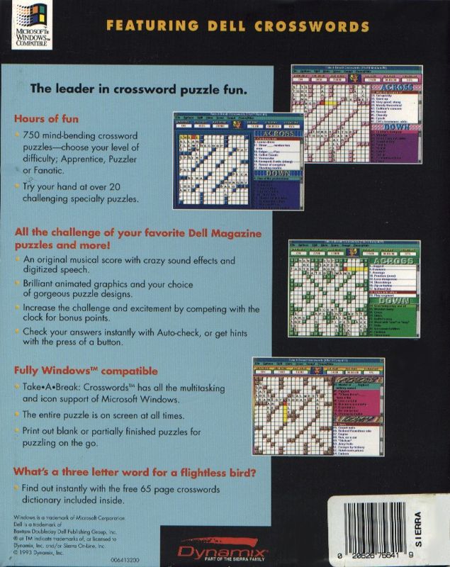 Take a Break! Crosswords cover or packaging material MobyGames