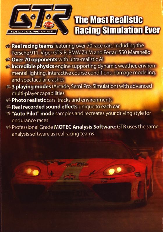 Inside Cover for GTR: FIA GT Racing Game (Windows): Left Flap