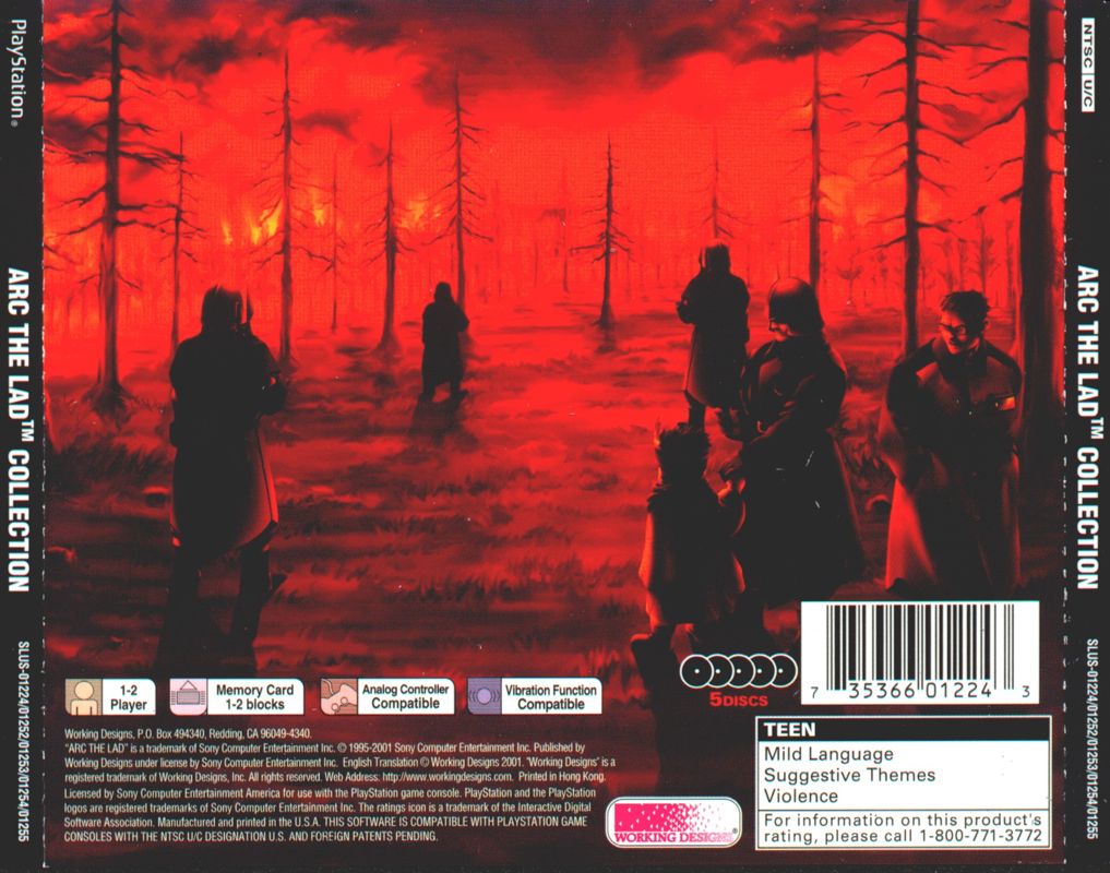 Other for Arc the Lad Collection (PlayStation): Jewel Case - Back