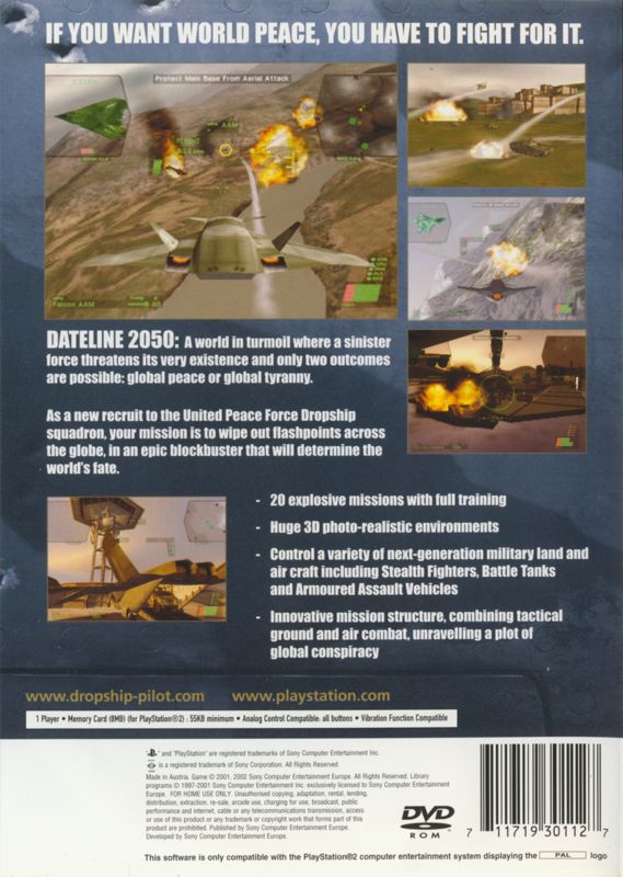 Back Cover for Dropship: United Peace Force (PlayStation 2)