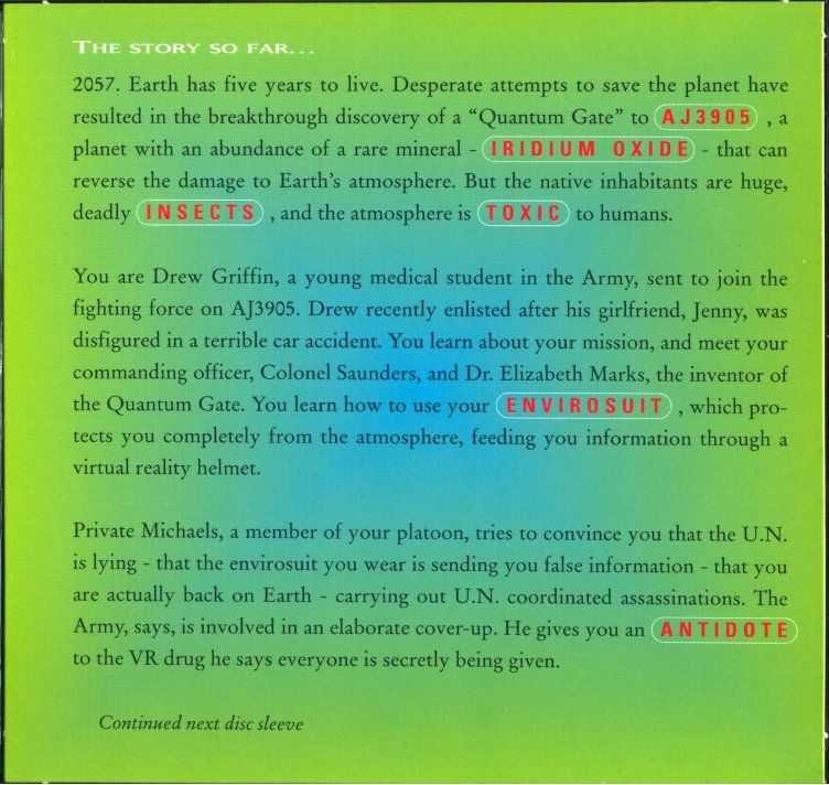 Other for The Vortex: Quantum Gate II (Windows 3.x): Special Case Back of 1st CD sleeve