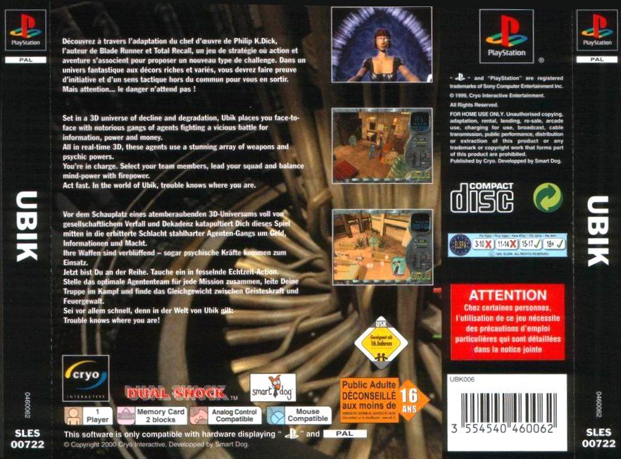 Back Cover for Ubik (PlayStation)