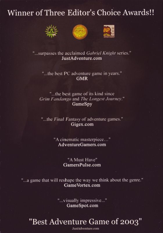 Inside Cover for Broken Sword: The Sleeping Dragon (Windows) (Editor's Choice Package): Right