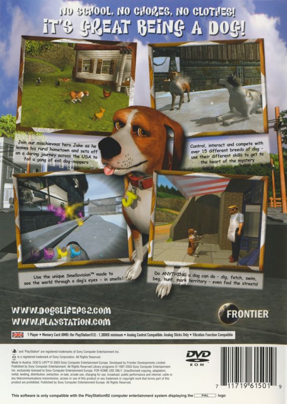 Back Cover for Dog's Life (PlayStation 2)