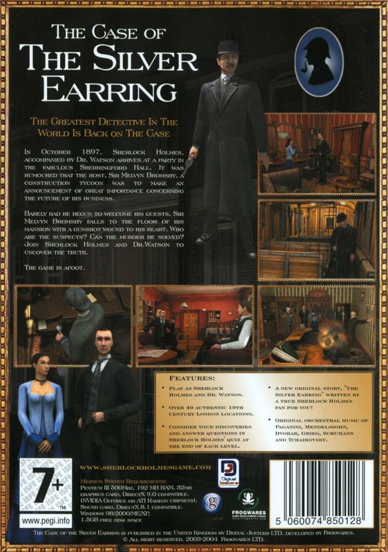 Other for Sherlock Holmes: Secret of the Silver Earring (Windows): Keep Case - Back