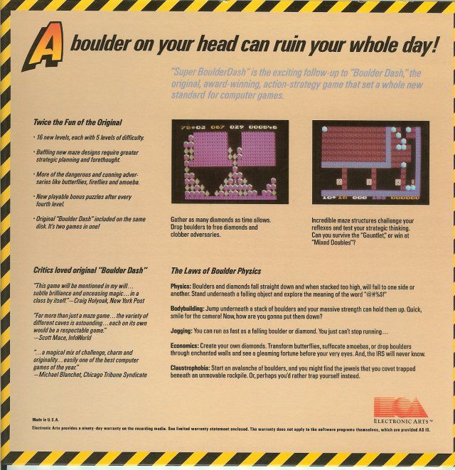 Back Cover for Super Boulder Dash (Apple II)