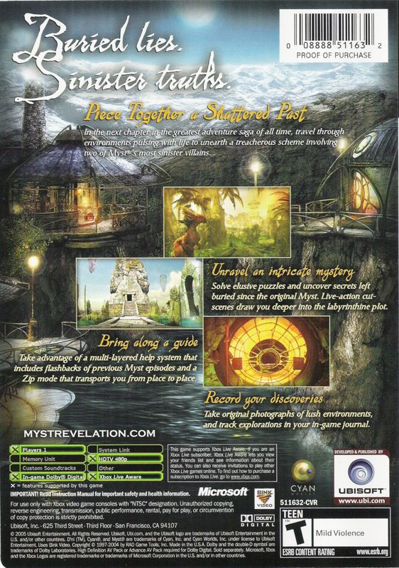 Back Cover for Myst IV: Revelation (Xbox)