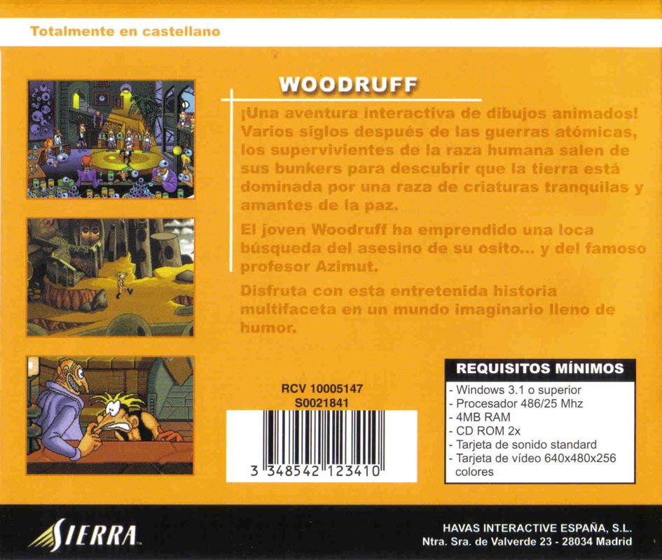 Back Cover for The Bizarre Adventures of Woodruff and the Schnibble (Windows 3.x)