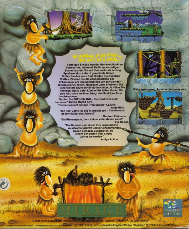 Back Cover for The Humans (Amiga)