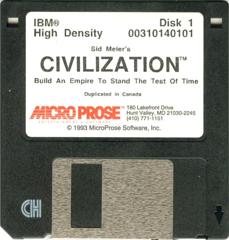Media for Sid Meier's Civilization (DOS): Disk 1/2