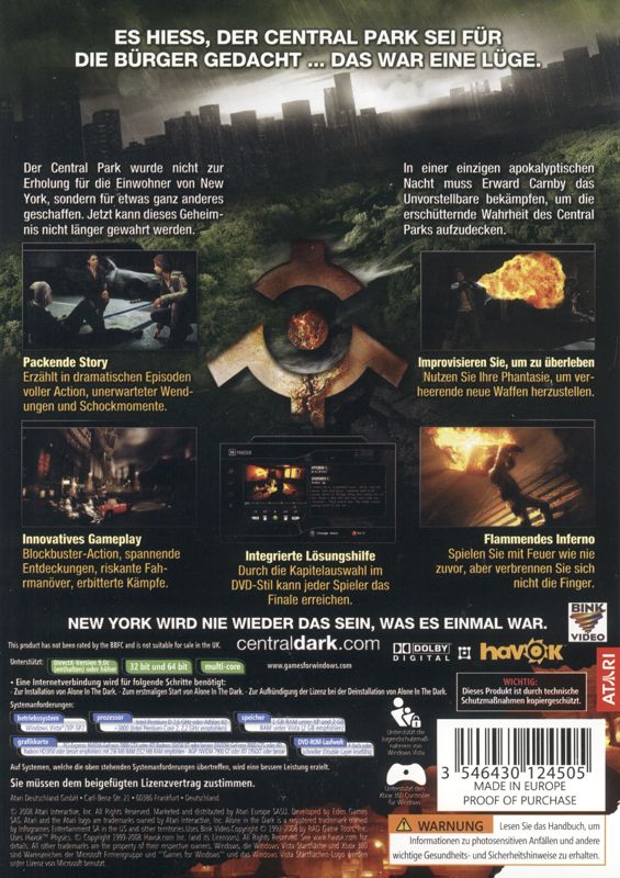 Back Cover for Alone in the Dark (Windows)