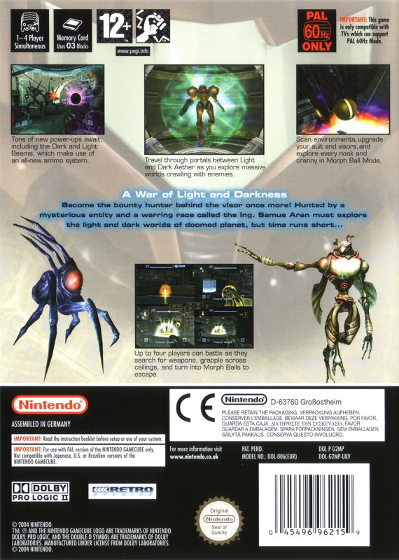 Back Cover for Metroid Prime 2: Echoes (GameCube)