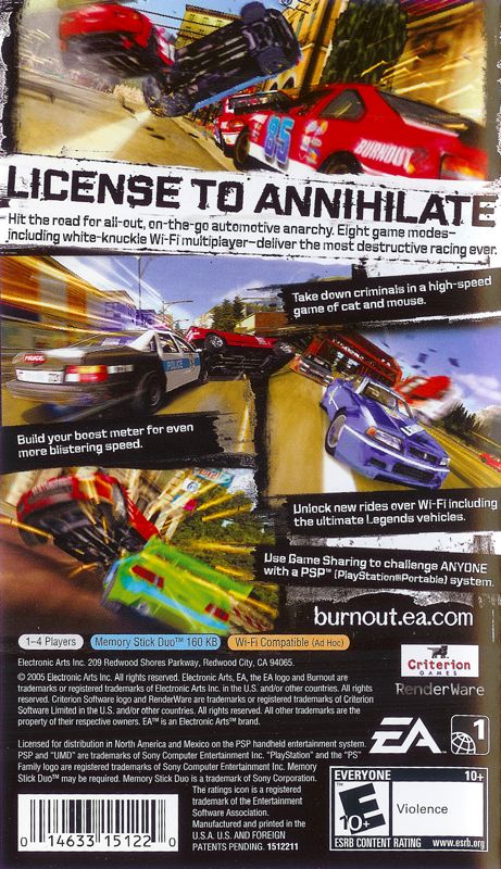 Back Cover for Burnout: Legends (PSP)