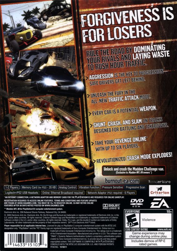 Back Cover for Burnout: Revenge (PlayStation 2)