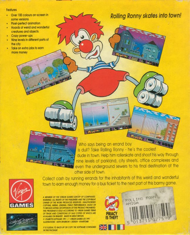Back Cover for Rolling Ronny (Amiga)