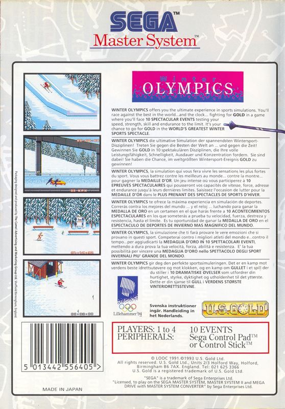 Back Cover for Winter Olympics: Lillehammer '94 (SEGA Master System)