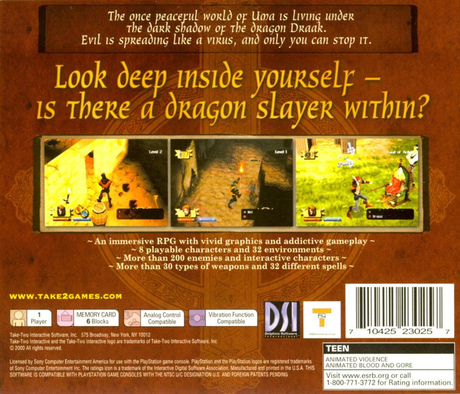 Back Cover for Darkstone (PlayStation)